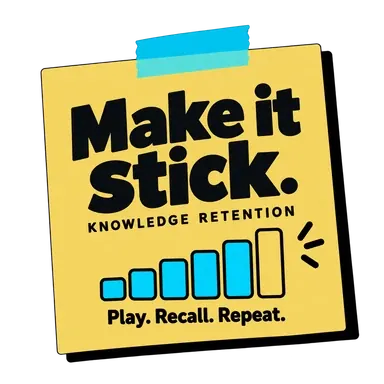 Make it stick. Knowledge retention. Play. Recall. Repeat.